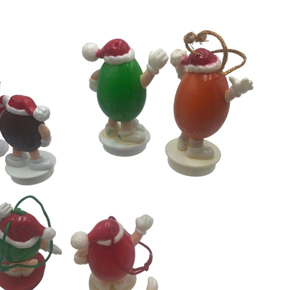 Vintage M&M Christmas Ornaments Toppers Lot Of 12 Mixed Red Green Yellow Brown - Picture 8 of 10